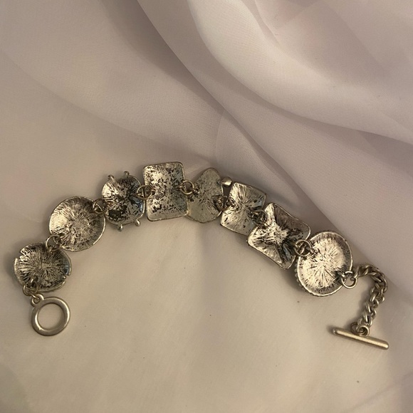 Multi Stone Silvertone Bracelet - Picture 7 of 8